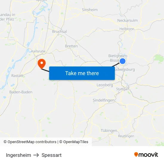 Ingersheim to Spessart map
