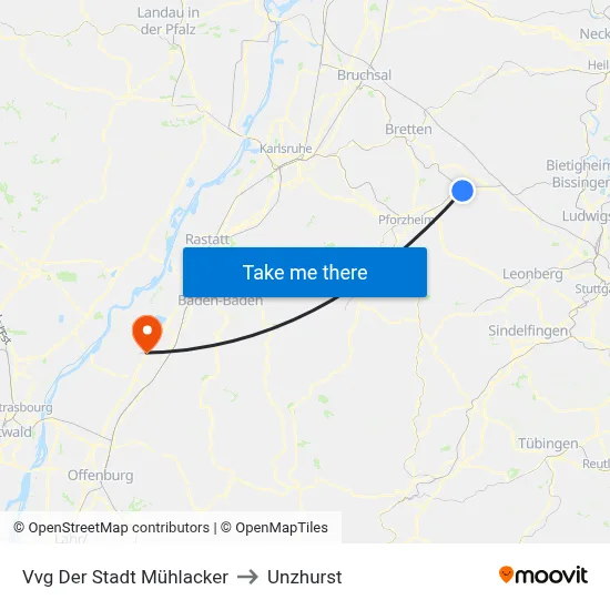 Vvg Der Stadt Mühlacker to Unzhurst map