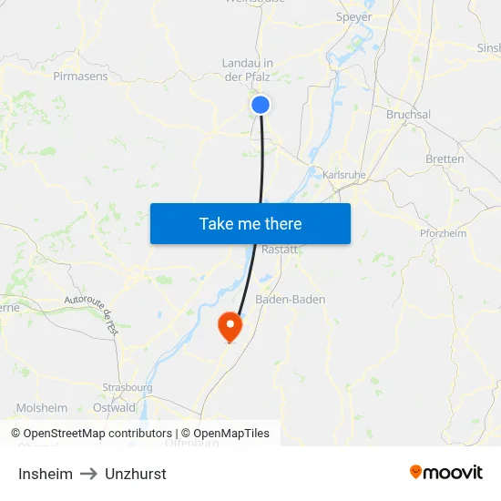 Insheim to Unzhurst map