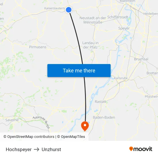 Hochspeyer to Unzhurst map