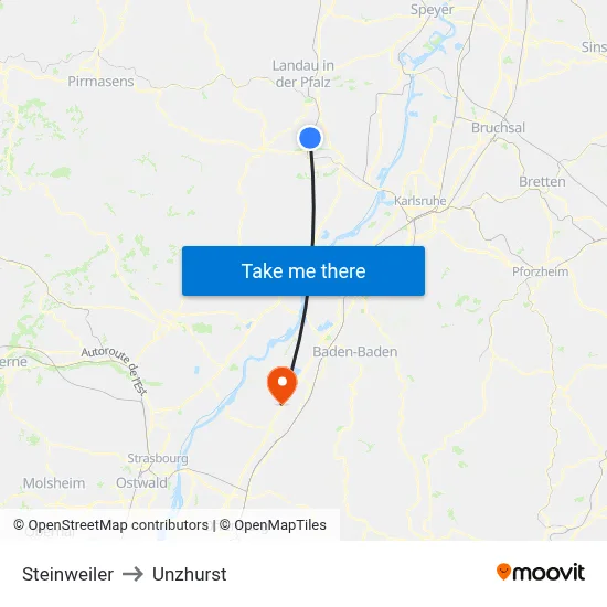 Steinweiler to Unzhurst map