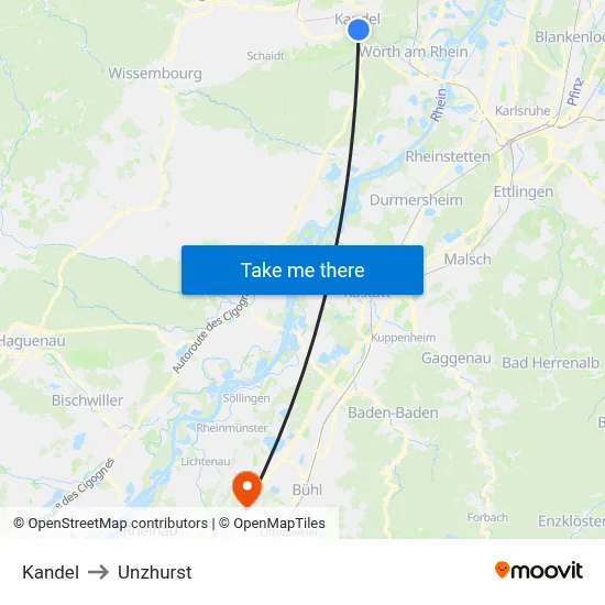 Kandel to Unzhurst map