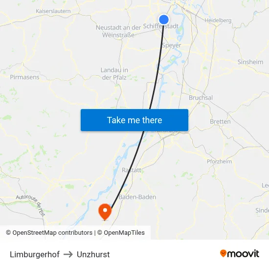 Limburgerhof to Unzhurst map
