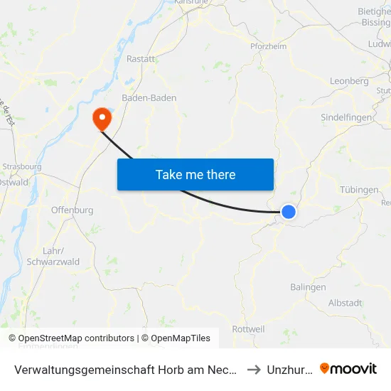 Verwaltungsgemeinschaft Horb am Neckar to Unzhurst map