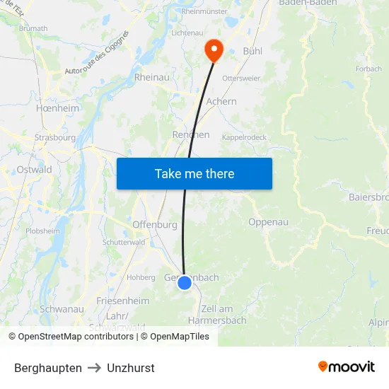 Berghaupten to Unzhurst map