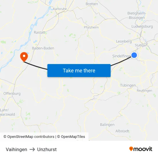 Vaihingen to Unzhurst map