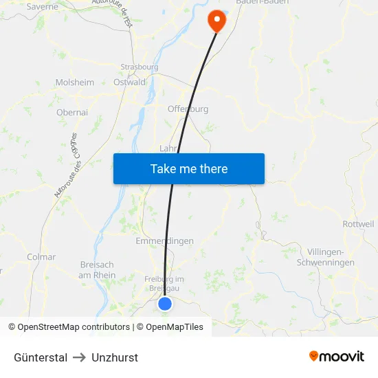 Günterstal to Unzhurst map