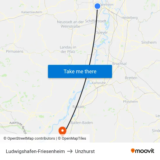 Ludwigshafen-Friesenheim to Unzhurst map