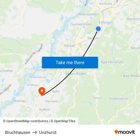 Bruchhausen to Unzhurst map