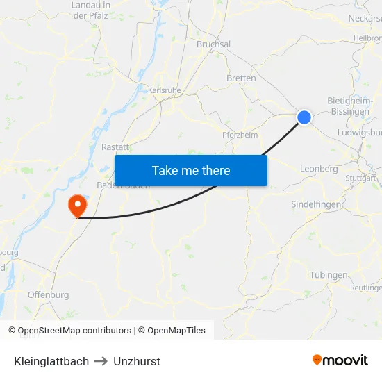 Kleinglattbach to Unzhurst map