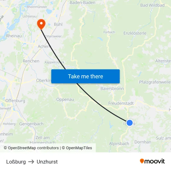 Loßburg to Unzhurst map