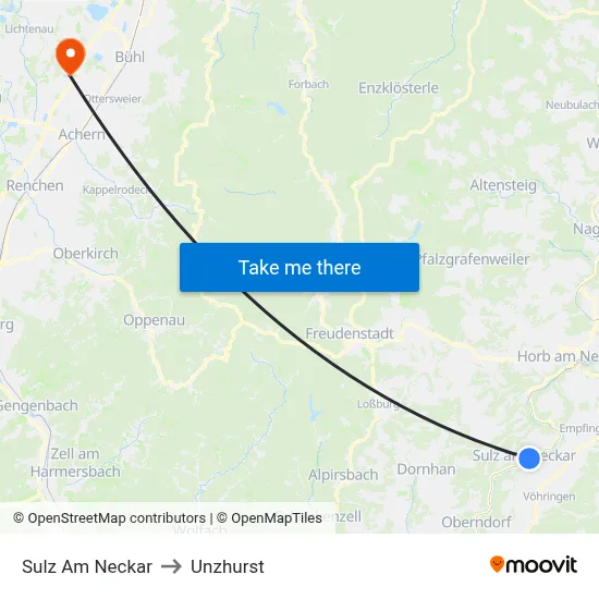 Sulz Am Neckar to Unzhurst map