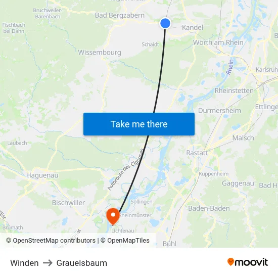 Winden to Grauelsbaum map