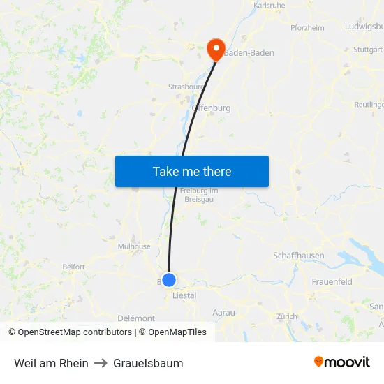 Weil am Rhein to Grauelsbaum map