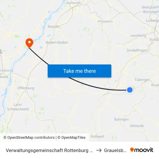 Verwaltungsgemeinschaft Rottenburg am Neckar to Grauelsbaum map