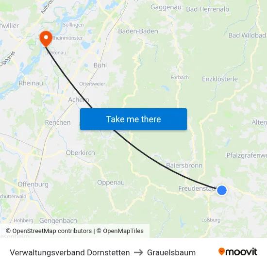 Verwaltungsverband Dornstetten to Grauelsbaum map