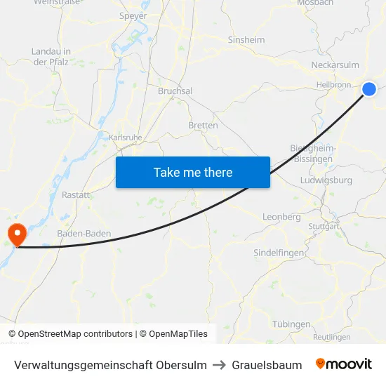 Verwaltungsgemeinschaft Obersulm to Grauelsbaum map