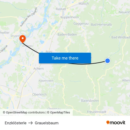 Enzklösterle to Grauelsbaum map