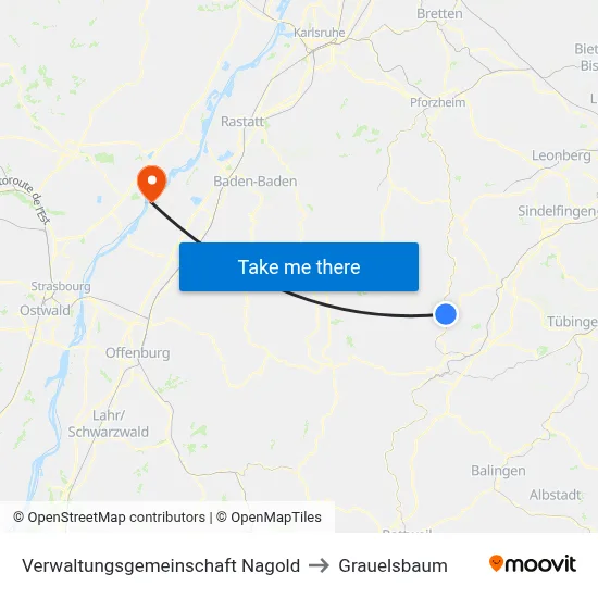Verwaltungsgemeinschaft Nagold to Grauelsbaum map