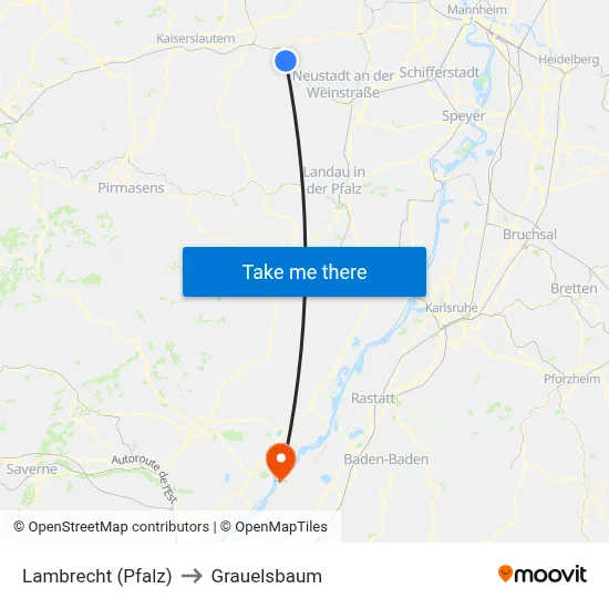 Lambrecht (Pfalz) to Grauelsbaum map
