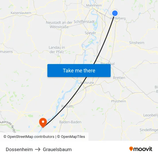 Dossenheim to Grauelsbaum map