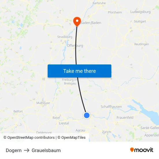 Dogern to Grauelsbaum map