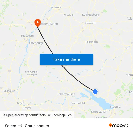 Salem to Grauelsbaum map
