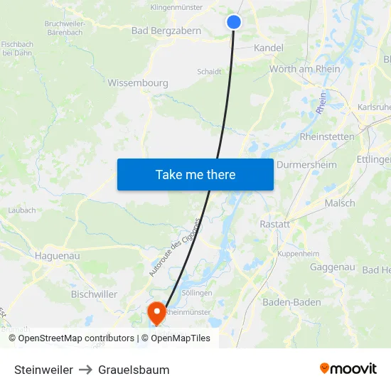 Steinweiler to Grauelsbaum map