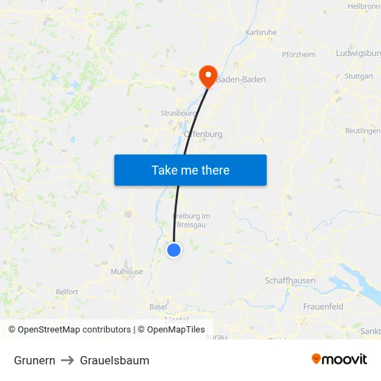 Grunern to Grauelsbaum map