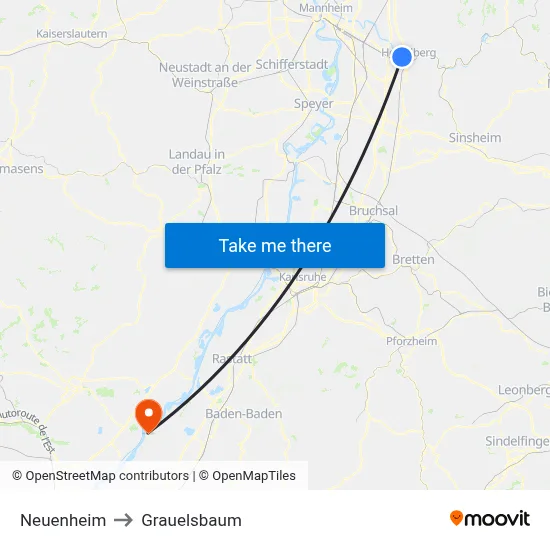 Neuenheim to Grauelsbaum map