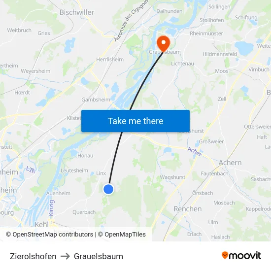 Zierolshofen to Grauelsbaum map