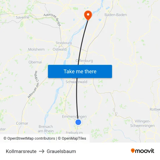 Kollmarsreute to Grauelsbaum map
