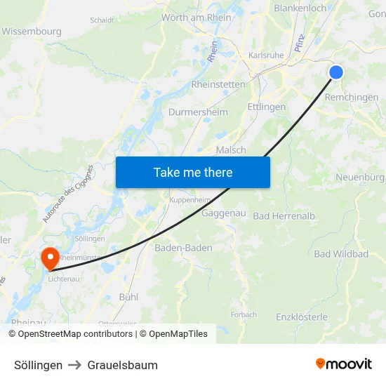 Söllingen to Grauelsbaum map