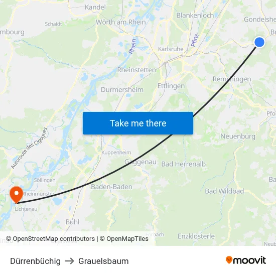 Dürrenbüchig to Grauelsbaum map