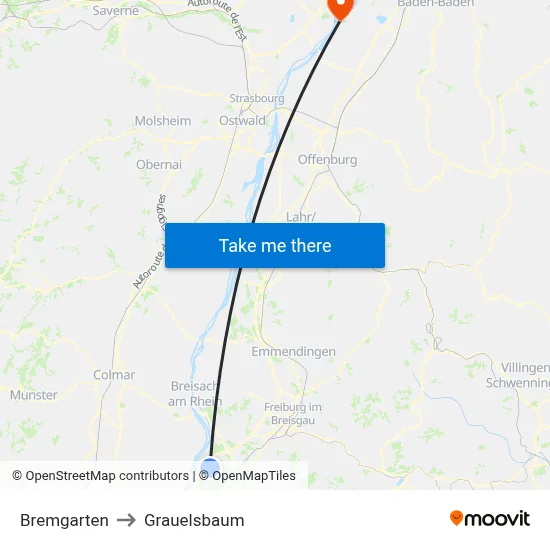 Bremgarten to Grauelsbaum map