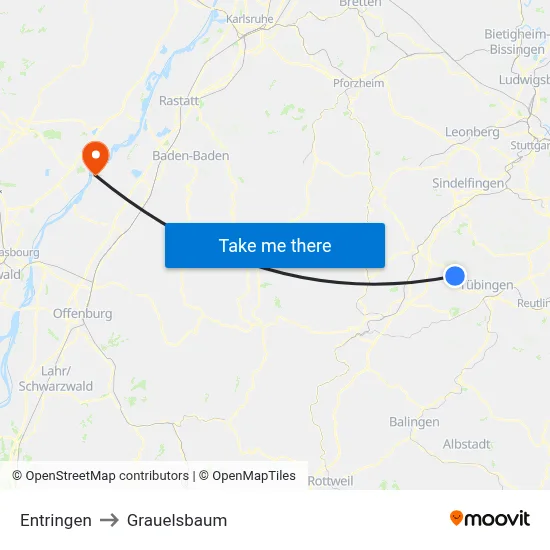 Entringen to Grauelsbaum map