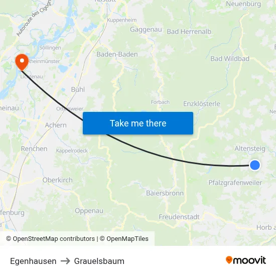 Egenhausen to Grauelsbaum map