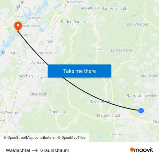 Waldachtal to Grauelsbaum map