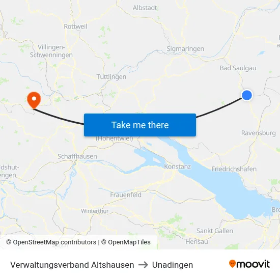 Verwaltungsverband Altshausen to Unadingen map