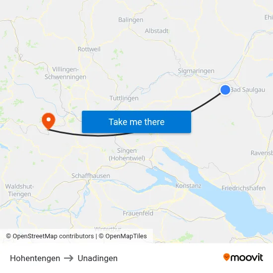 Hohentengen to Unadingen map