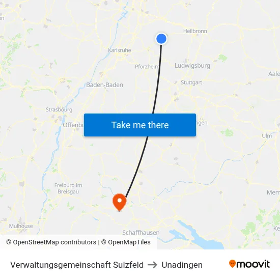 Verwaltungsgemeinschaft Sulzfeld to Unadingen map