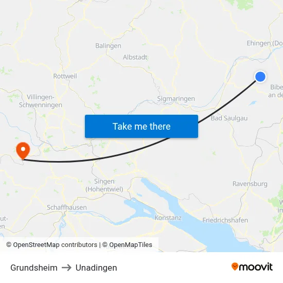 Grundsheim to Unadingen map