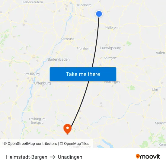 Helmstadt-Bargen to Unadingen map