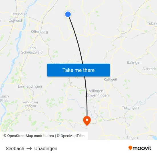 Seebach to Unadingen map