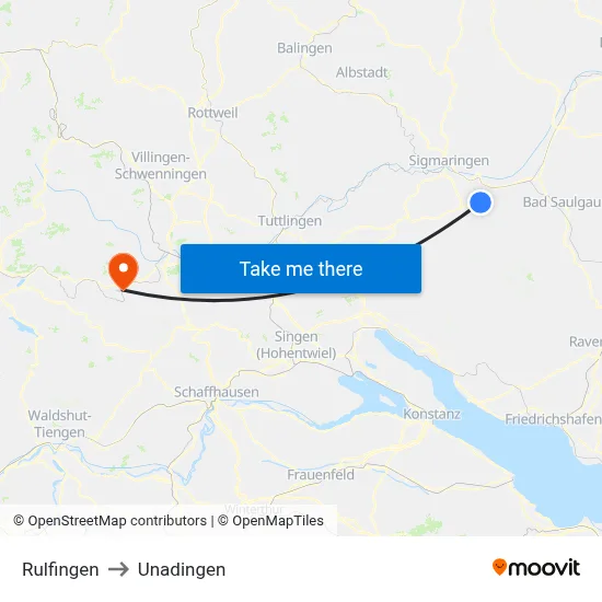 Rulfingen to Unadingen map