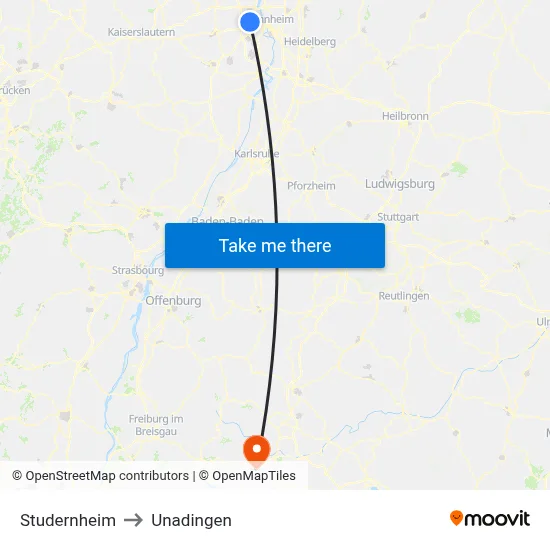 Studernheim to Unadingen map