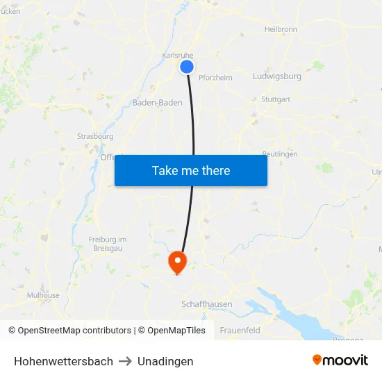 Hohenwettersbach to Unadingen map