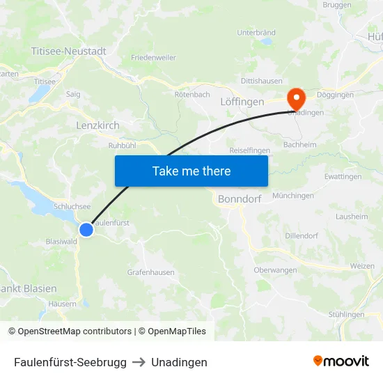 Faulenfürst-Seebrugg to Unadingen map