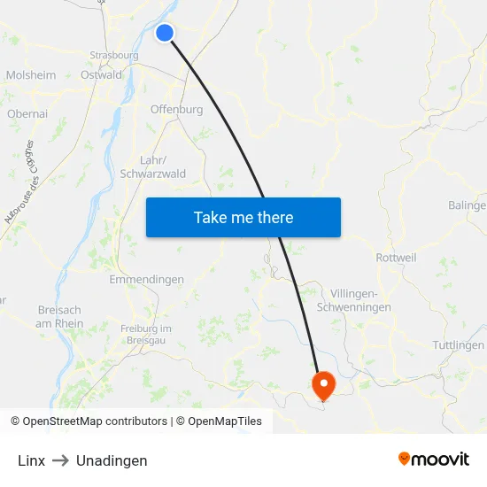 Linx to Unadingen map