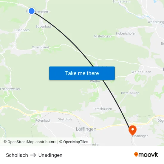 Schollach to Unadingen map
